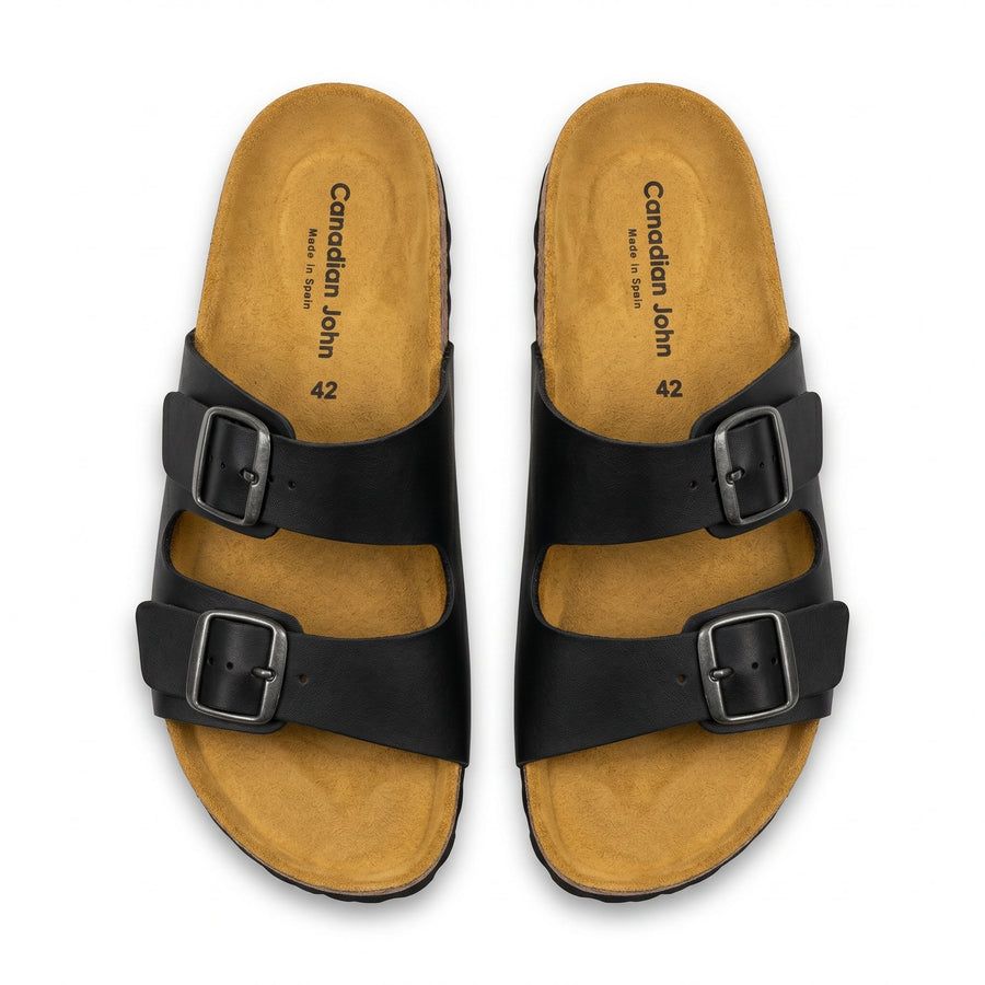 Sandales Homme Canadian John en Cuir – Made in Spain 🇪🇸 – Noir