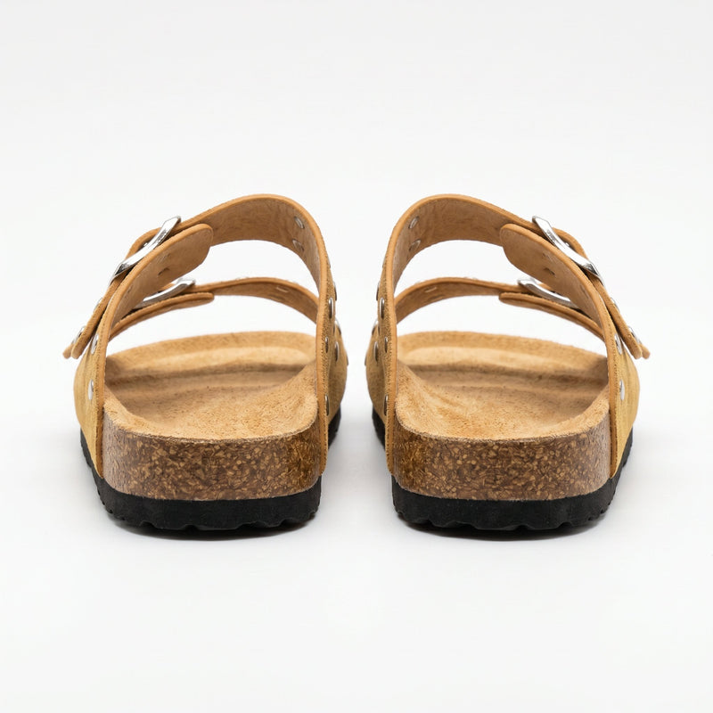 Sandales Fille Moutarde Double Bride Rivets – Style Birkenstock – Importées d'Espagne 🇪🇸