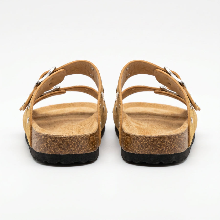 Sandales Fille Moutarde Double Bride Rivets – Style Birkenstock – Importées d'Espagne 🇪🇸