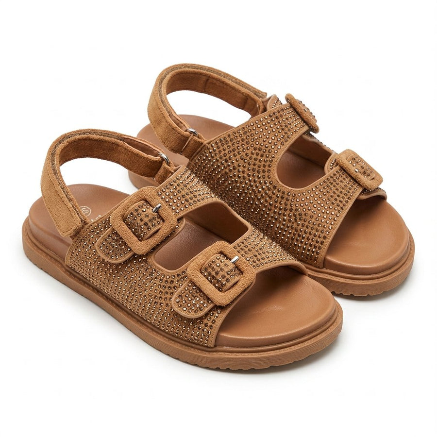 Sandales Fille Camel Doré – Bride Arrière – Importées d'Espagne 🇪🇸