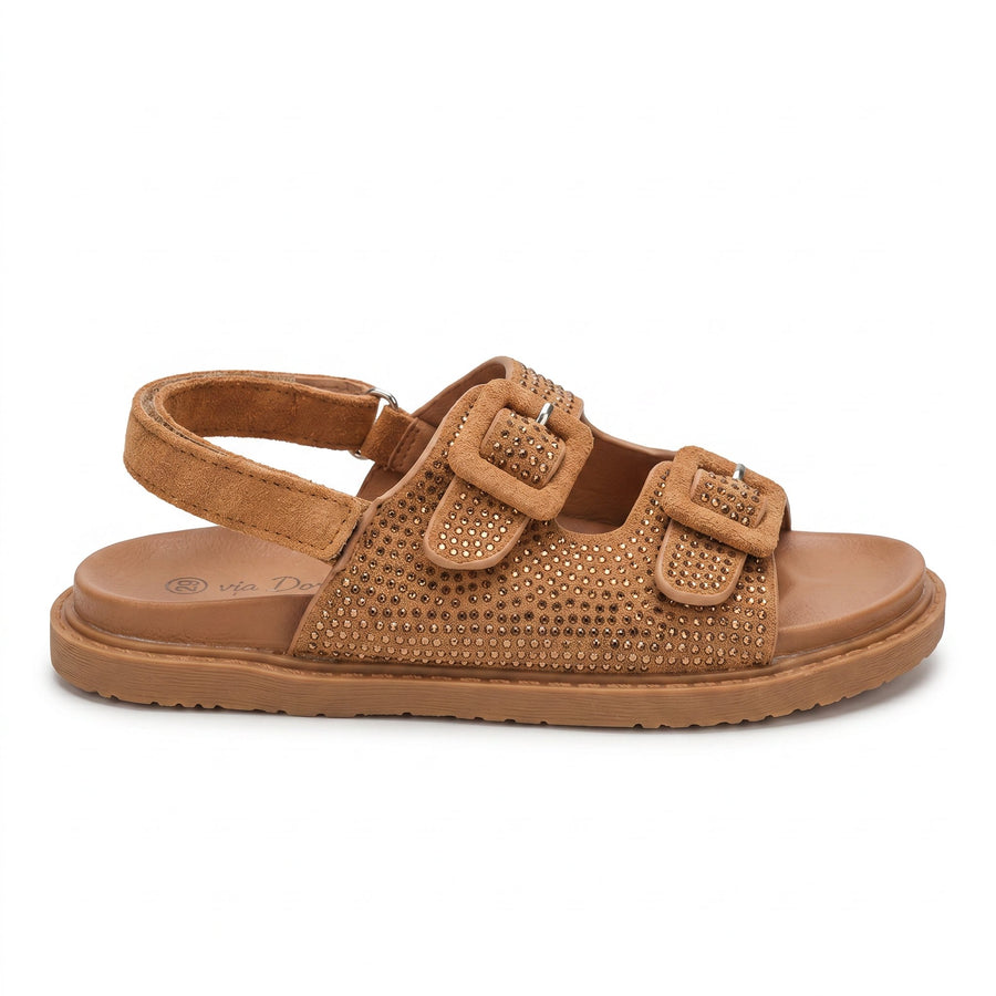 Sandales Fille Camel Doré – Bride Arrière – Importées d'Espagne 🇪🇸