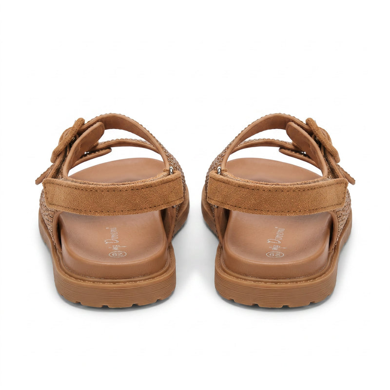 Sandales Fille Camel Doré – Bride Arrière – Importées d'Espagne 🇪🇸
