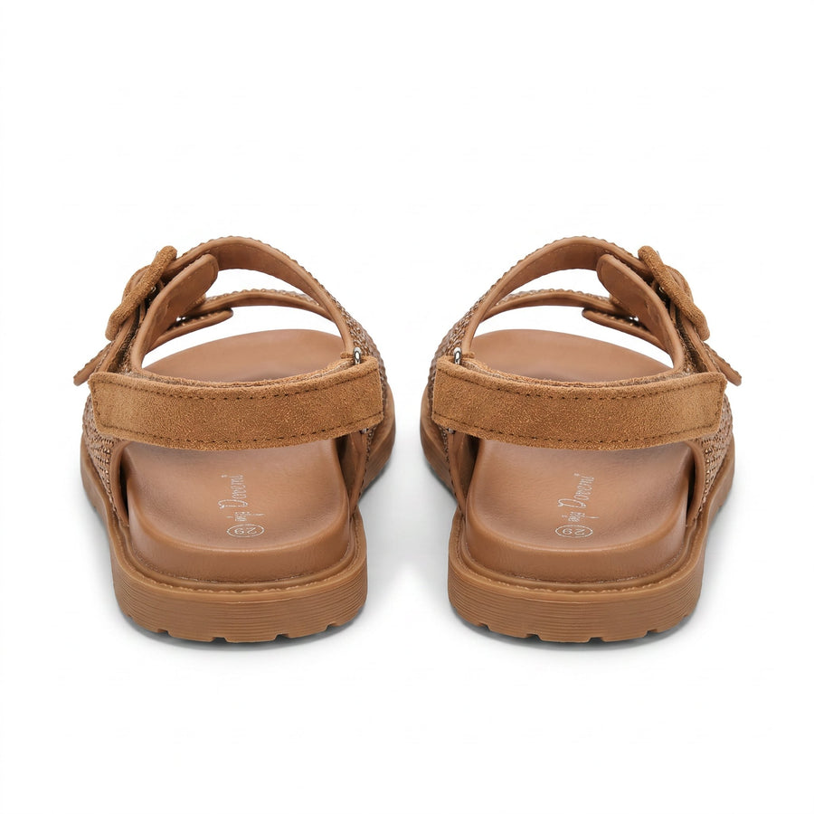 Sandales Fille Camel Doré – Bride Arrière – Importées d'Espagne 🇪🇸
