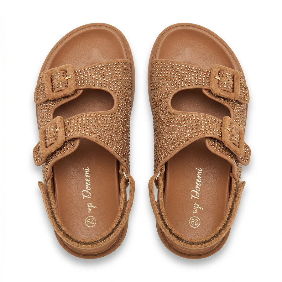 Sandales Fille Camel Doré – Bride Arrière – Importées d'Espagne 🇪🇸