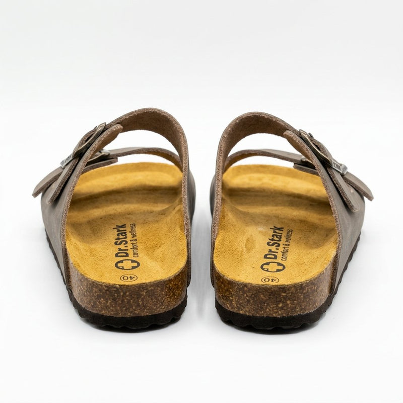 Sandales Homme Dr.Stark – Taupe Double Boucle Semelle Liège Confort – Made in Spain 🇪🇸