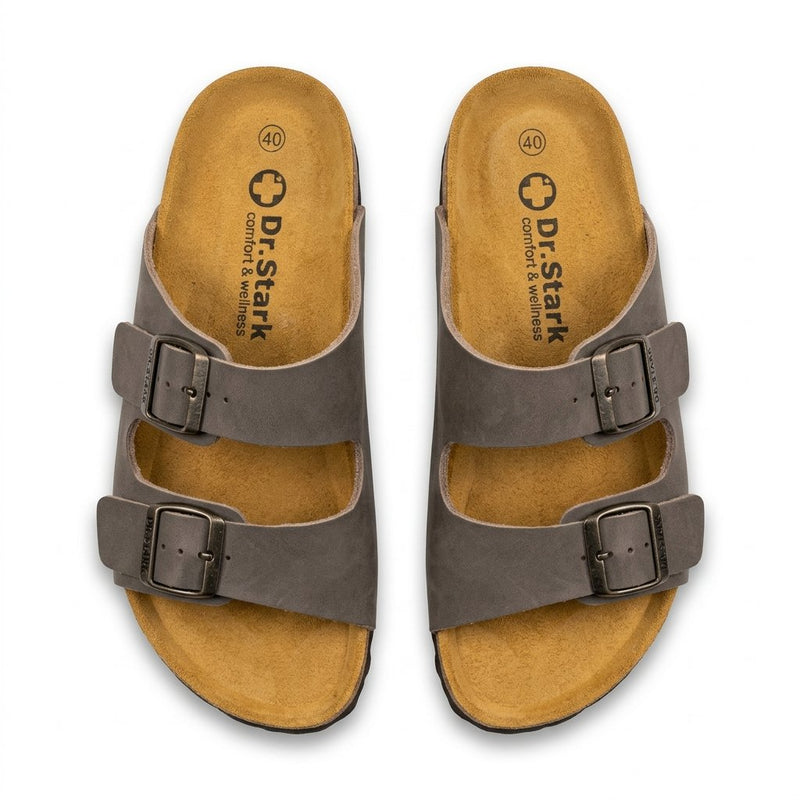 Sandales Homme Dr.Stark – Taupe Double Boucle Semelle Liège Confort – Made in Spain 🇪🇸