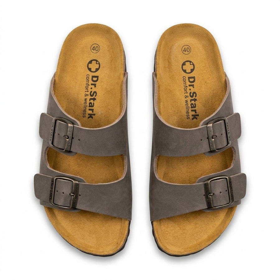 Sandales Homme Dr.Stark – Taupe Double Boucle Semelle Liège Confort – Made in Spain 🇪🇸