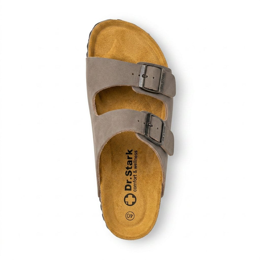 Sandales Homme Dr.Stark – Taupe Double Boucle Semelle Liège Confort – Made in Spain 🇪🇸