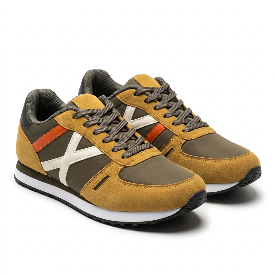 Baskets Homme Rétro Vintage – Importées d’Espagne 🇪🇸 – Moutarde & Kaki