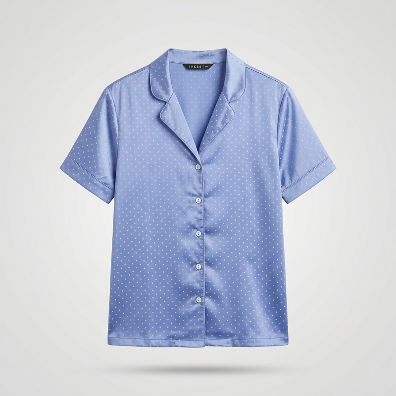 Pyjama Tress Femme Bleu Satiné – Importé d’Espagne 🇪🇸