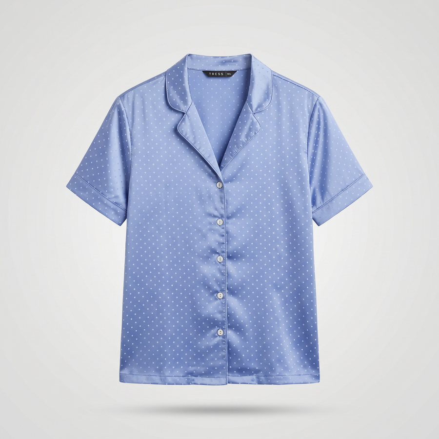 Pyjama Tress Femme Bleu Satiné – Importé d’Espagne 🇪🇸