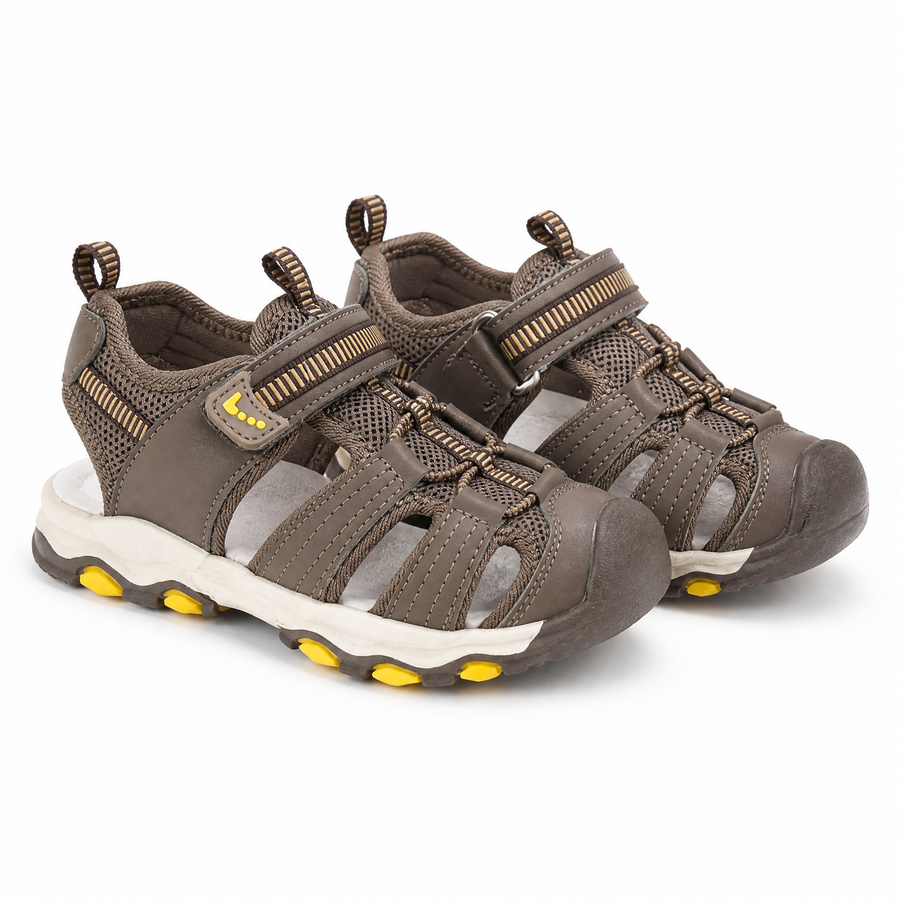 Sandale Sport Enfant Fermée – Marron / Jaune – Importées d'Espagne 🇪🇸