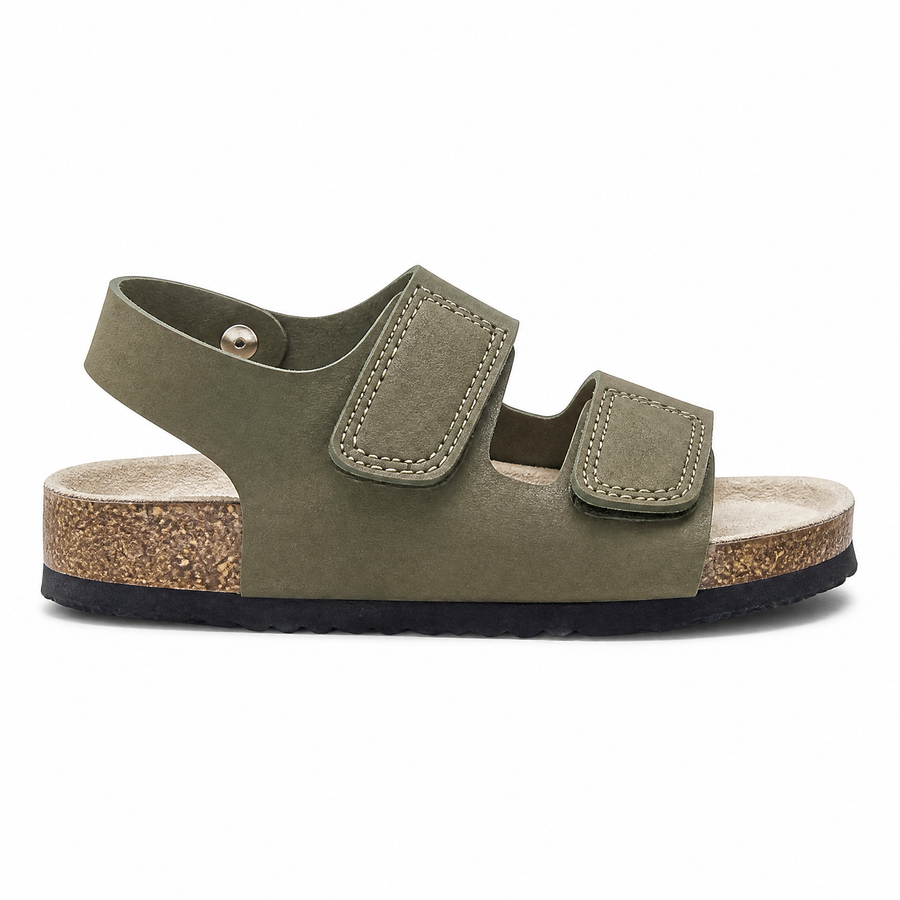 Sandale Enfant Anatomique Double Velcro – Kaki / Liège – Importées d'Espagne 🇪🇸