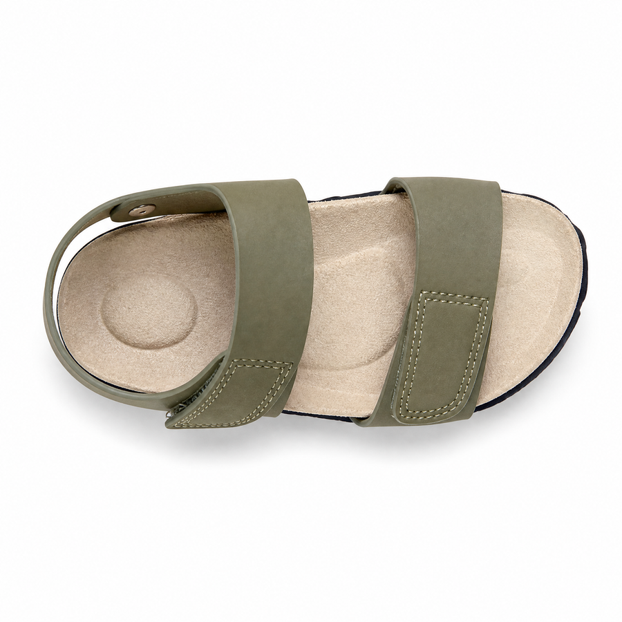 Sandale Enfant Anatomique Double Velcro – Kaki / Liège – Importées d'Espagne 🇪🇸