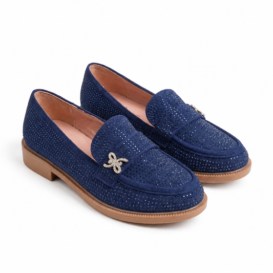 Mocassins Fille en Velours Bleu – Bombas Maroc