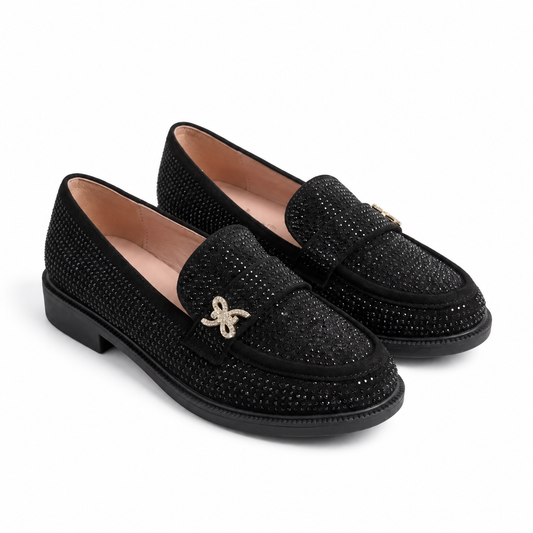 Mocassins Fille en Velours Noir – Bombas Maroc