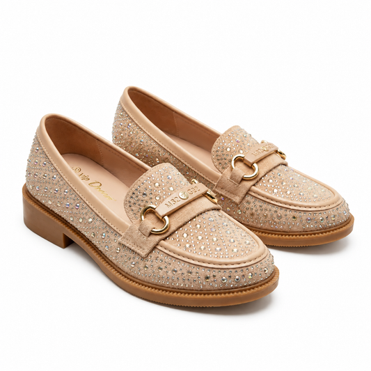 Mocassins Fille Beige à Strass – Bombas Maroc