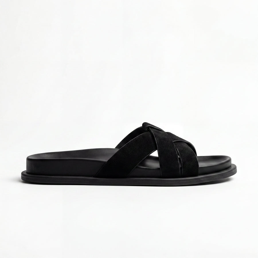 Sandales Femme Suède Noir Brides Tressées — CINK-ME — Importées d'Espagne 🇪🇸