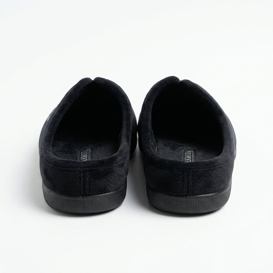 Pantoufles Femme Hiver PANMODA – made in spain 🇪🇸 – Noir Écusson