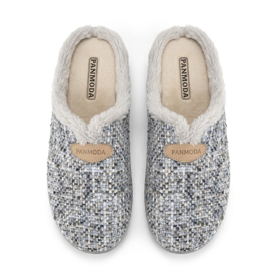Pantoufles Femme Hiver PANMODA – made in spain 🇪🇸 – Gris Bleu