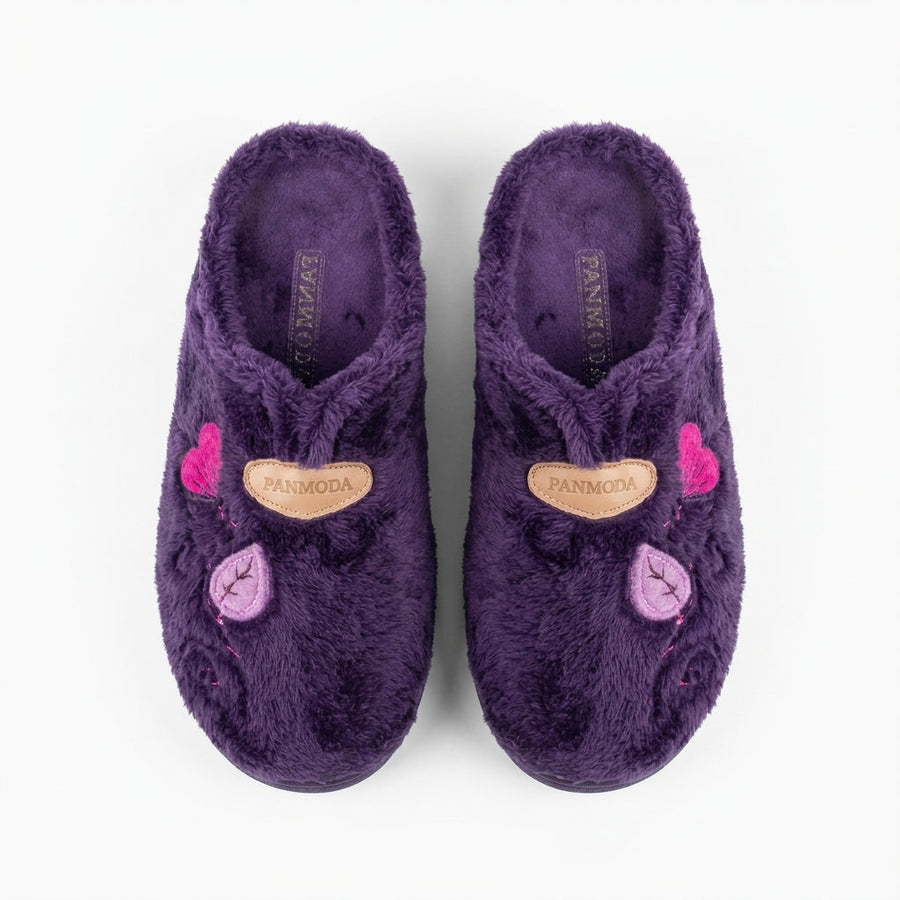 Pantoufles Femme Hiver – Fourrure Papillon – Violet