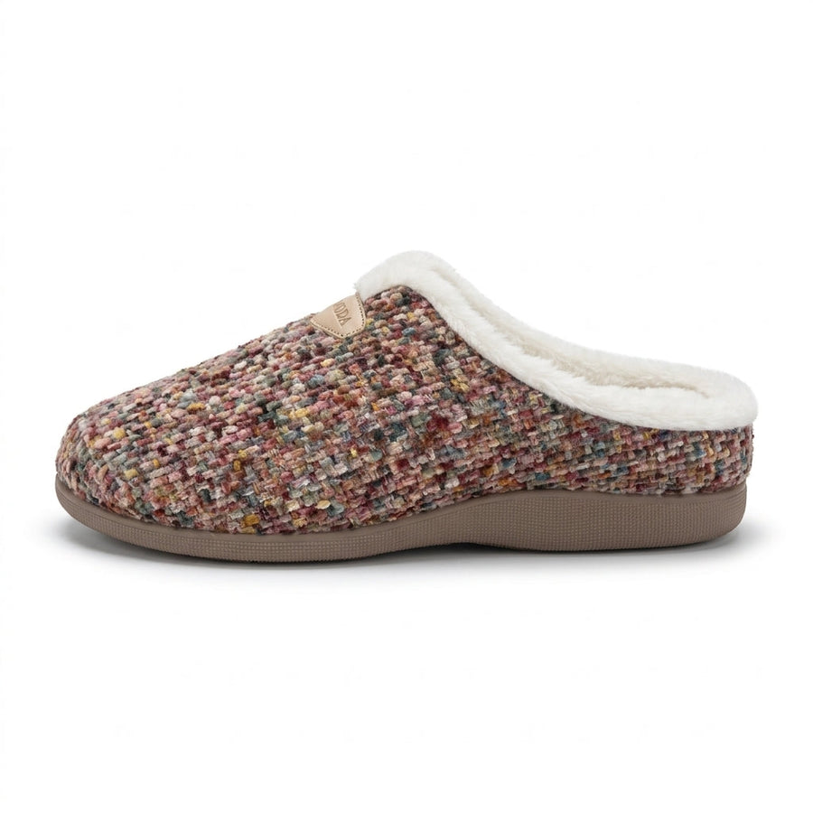 Pantoufles Femme Hiver PANMODA – made in spain 🇪🇸 – Tweed Multicolore