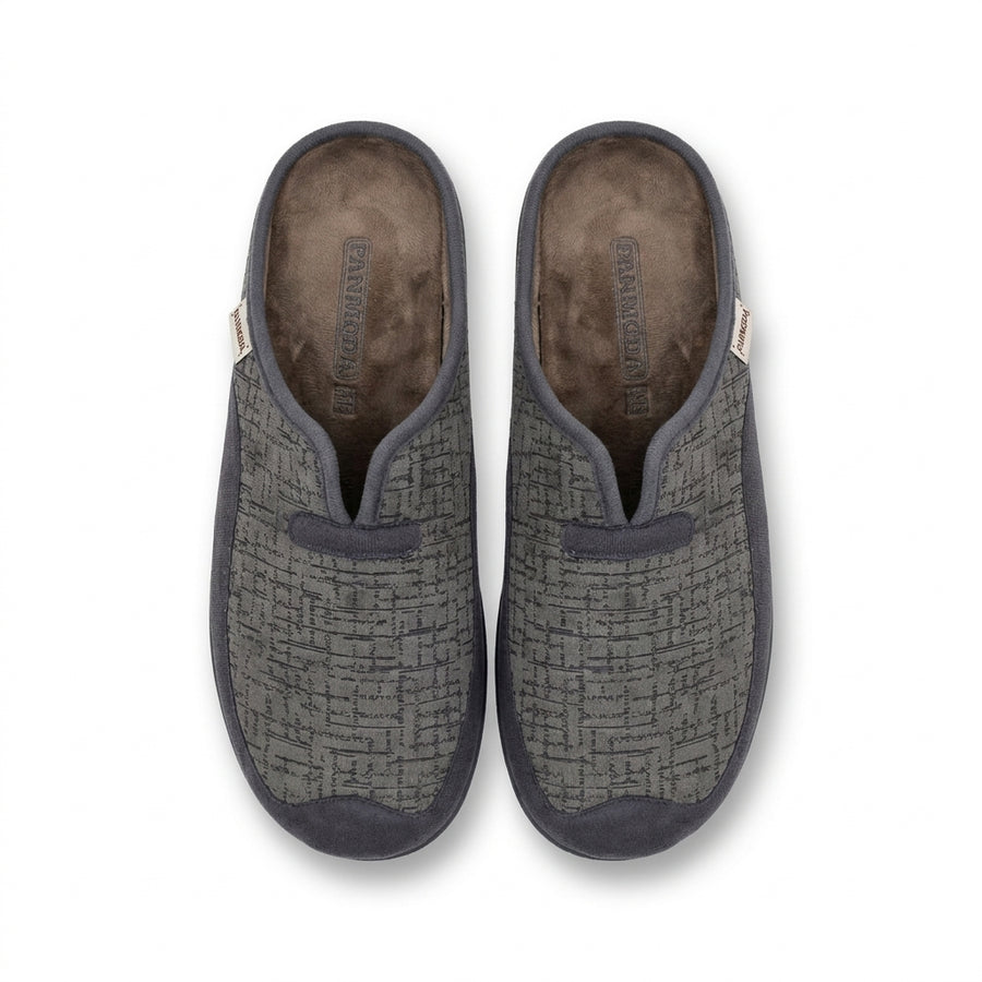 Pantoufles Homme Hiver PANMODA – made in spain 🇪🇸 – Gris Jacquard