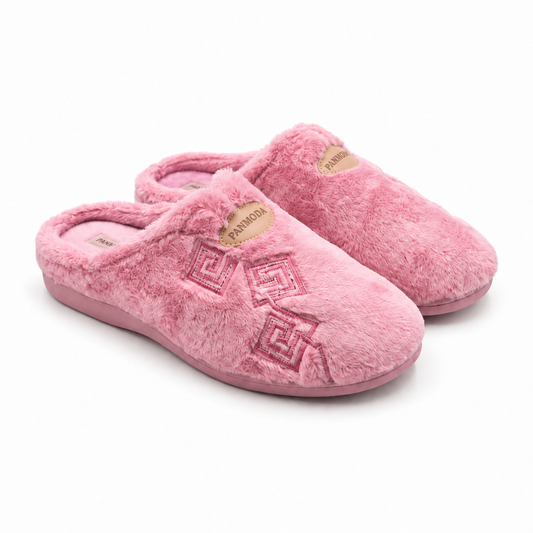 Pantoufles Femme Hiver PANMODA Rose Fausse Fourrure – photo 2 – Bombas Maroc