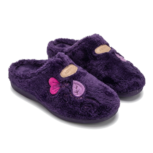 Pantoufles femme PANMODA violet sur fond blanc – Bombas Maroc