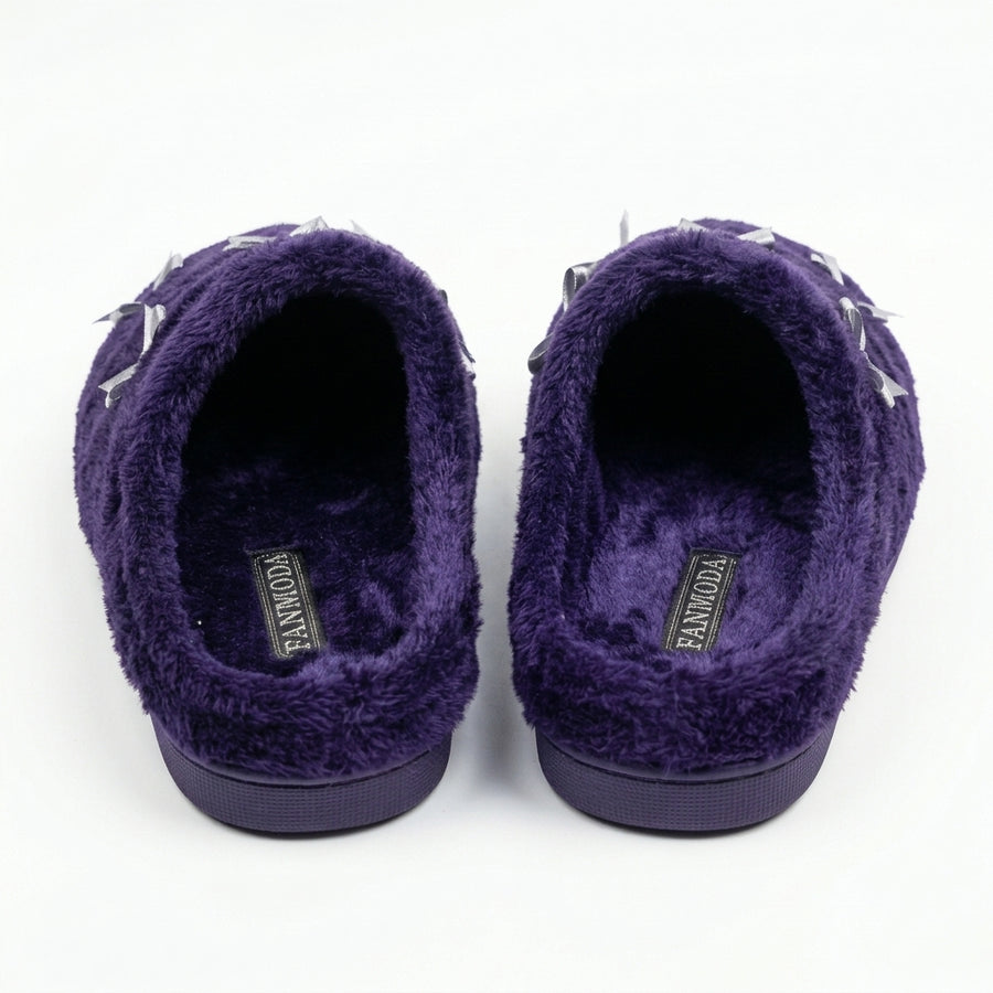 Pantoufles Femme Hiver – Nœuds – Violet