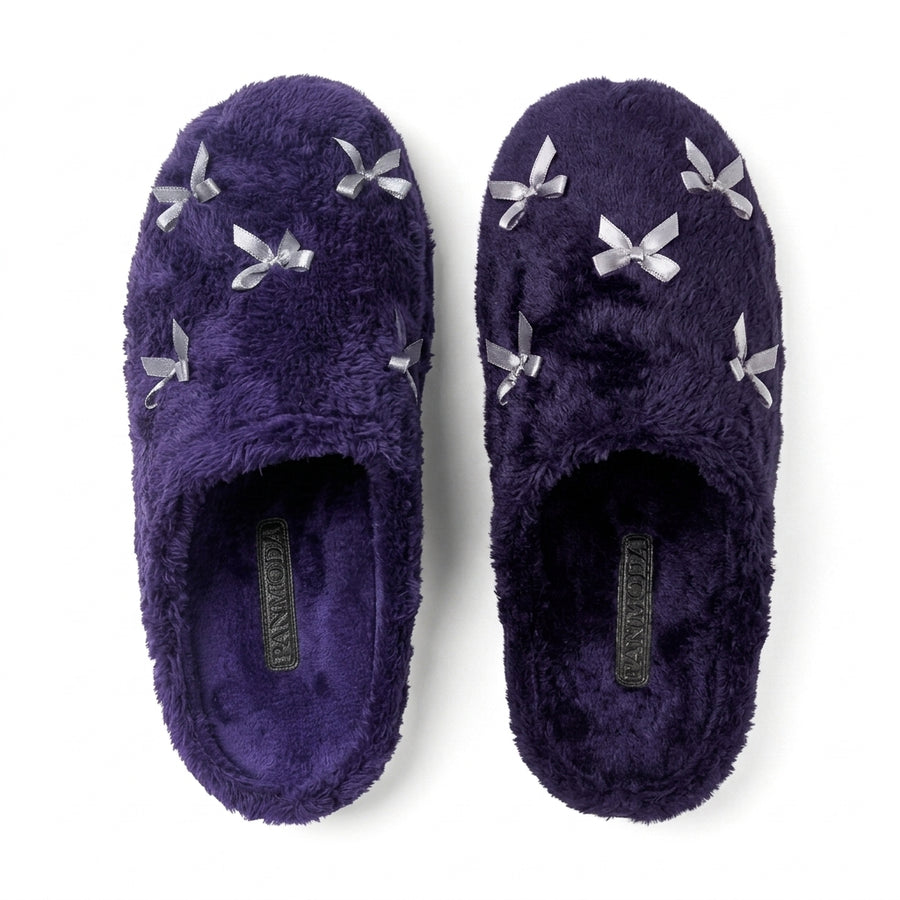 Pantoufles Femme Hiver – Nœuds – Violet