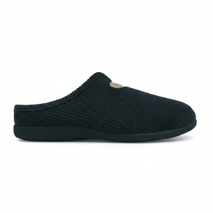 Pantoufles Femme Hiver Confort Noir Côtelé – Importées d’Espagne - PN247584