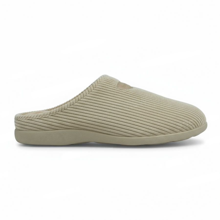 Pantoufles Femme hiver confort beige côtelées - PN247584
