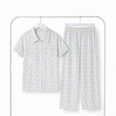Pyjama Tress Femme Rayé Blanc Floral – Importé d'Espagne 🇪🇸