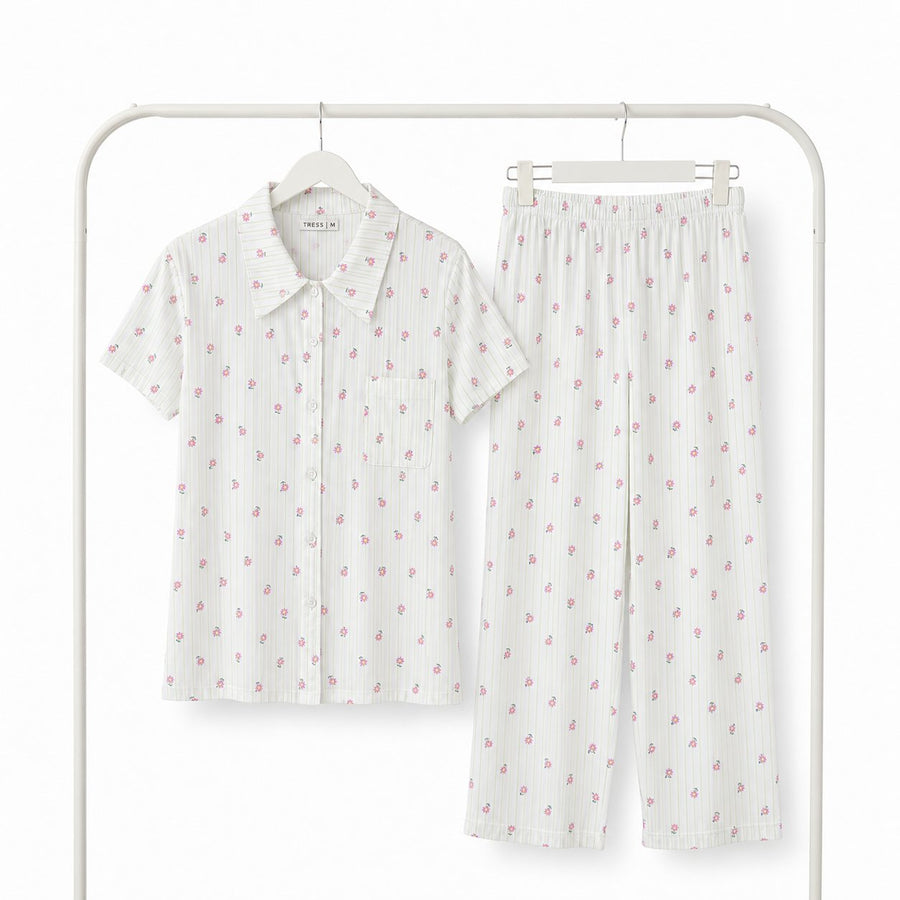 Pyjama Tress Femme Fleuri – Importé d'Espagne 🇪🇸 – PG267210 – Rose