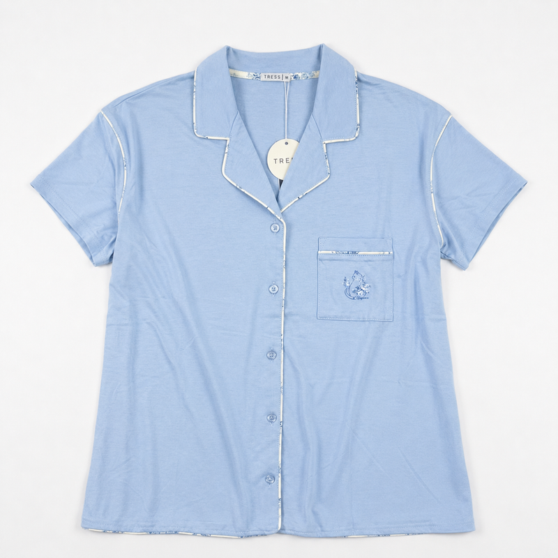 Pyjama Bombas Femme Bleu Fleuri TRESS – Importé d'Espagne 🇪🇸