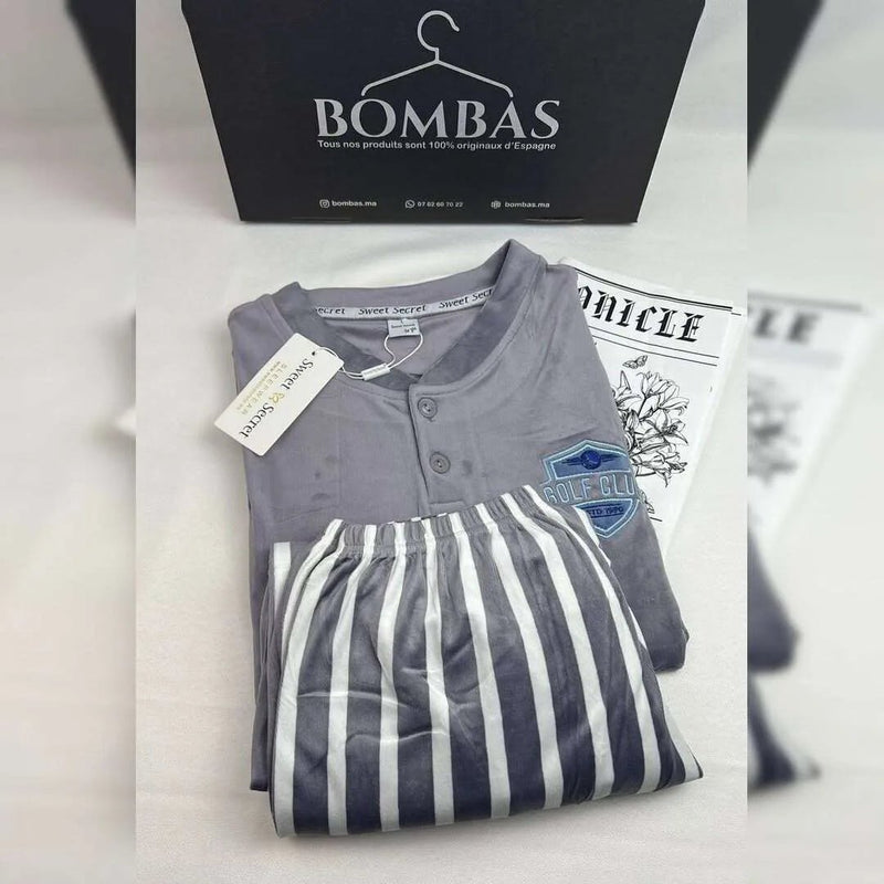 Pyjama de nuit hivernal pour homme – Chaleur et qualité européenne authentique 100% (Golf Club)