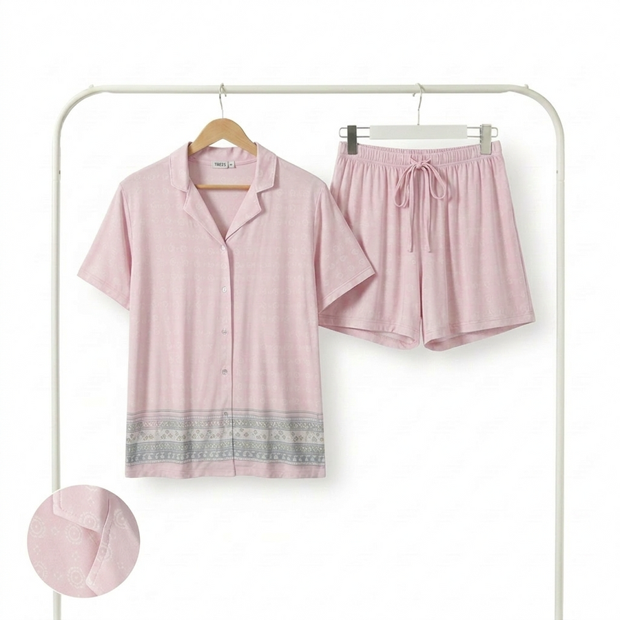 Pyjama Tress Satin Femme Rose Chic – Importé d’Espagne 🇪🇸