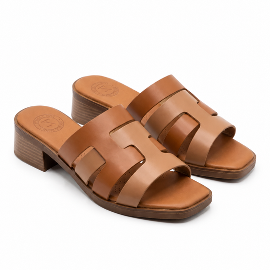 Women's Leather Heeled Sandals – Top Zanotti – Camel Modèle ZG – three-quarter view