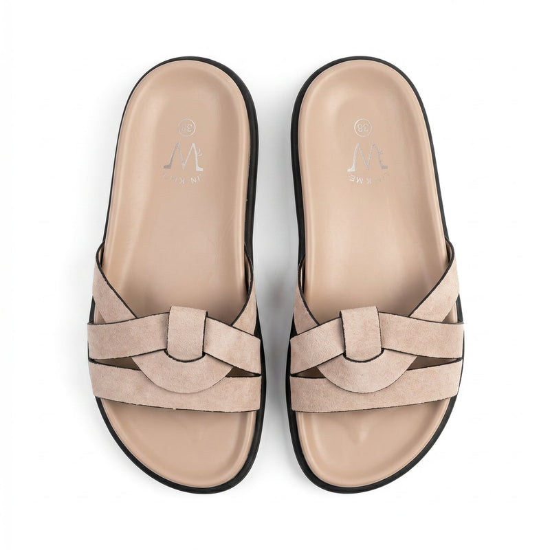 Sandales Femme Suède Beige Nude Brides Tressées — CINK-ME — Importées d'Espagne 🇪🇸