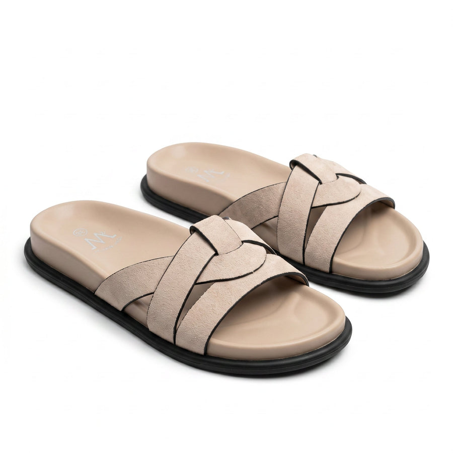 Sandales Femme Suède Beige Nude Brides Tressées — CINK-ME — Importées d'Espagne 🇪🇸