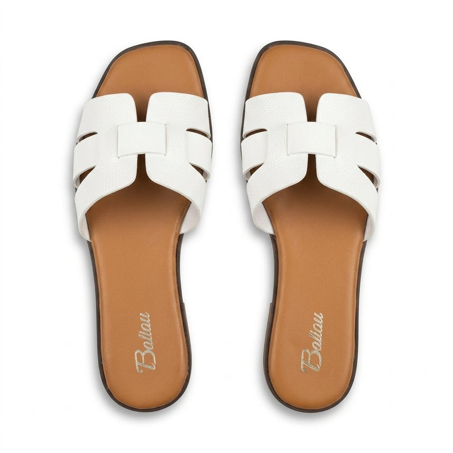 Sandales Femme Cuir Blanc Texture Lézard Style Oran — Baliou — Importées d'Espagne 🇪🇸