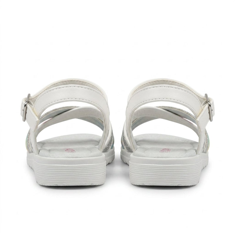 Sandales Filles Rainbow Glitter Brides Croisées — Blanc — Importées d'Espagne 🇪🇸