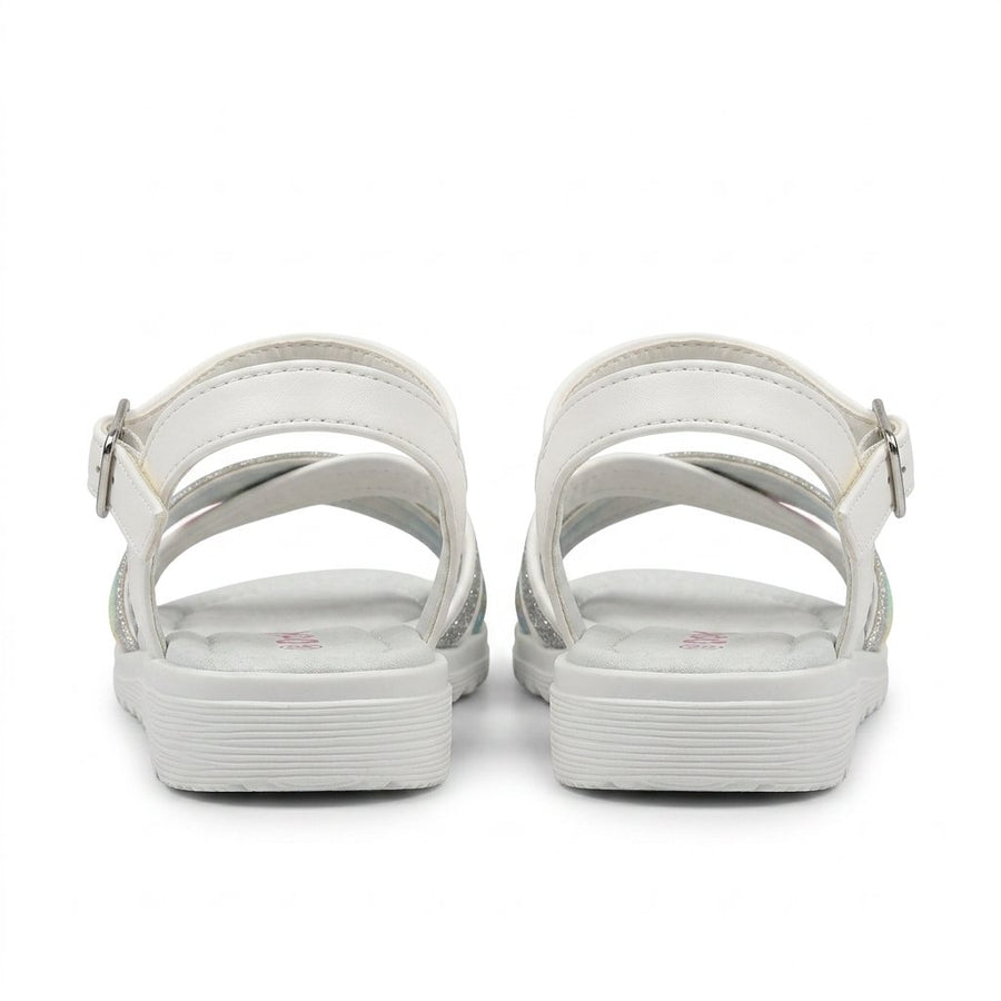 Sandales Filles Rainbow Glitter Brides Croisées — Blanc — Importées d'Espagne 🇪🇸