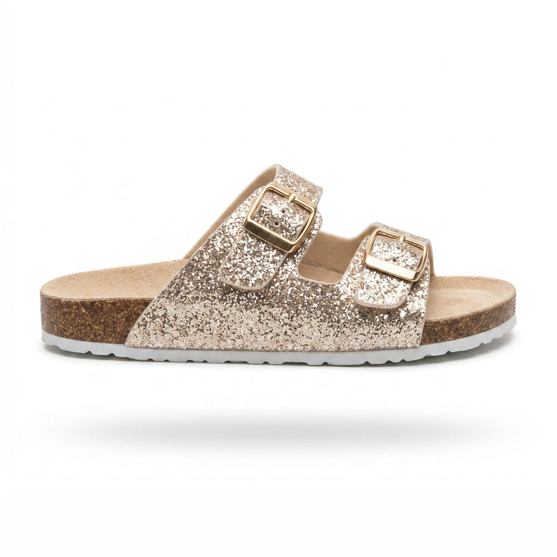 Sandales Fille Glitter Doré Double Bride – Style Birkenstock – Importées d'Espagne 🇪🇸