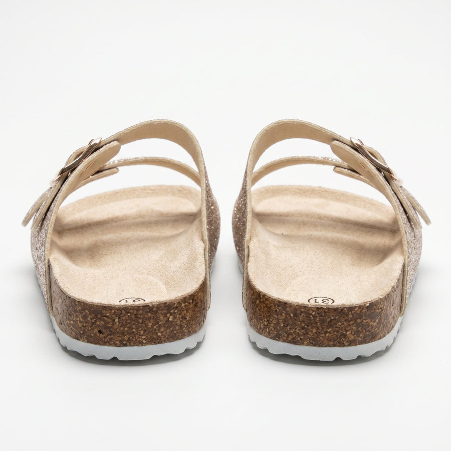 Sandales Fille Glitter Doré Double Bride – Style Birkenstock – Importées d'Espagne 🇪🇸