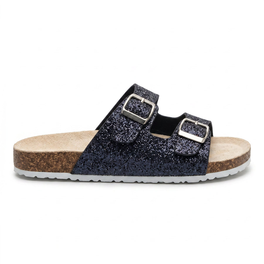 Sandales Fille Glitter Noir Galaxy Double Bride – Style Birkenstock – Importées d'Espagne 🇪🇸