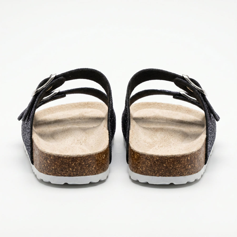 Sandales Fille Glitter Noir Galaxy Double Bride – Style Birkenstock – Importées d'Espagne 🇪🇸