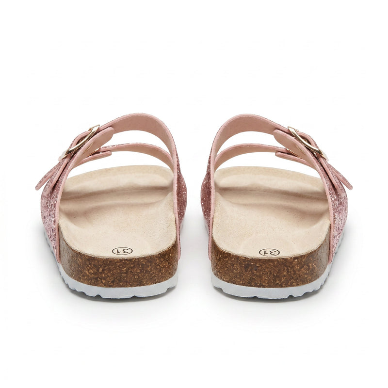 Sandales Fille Glitter Rose Double Bride – Style Birkenstock – Importées d'Espagne 🇪🇸