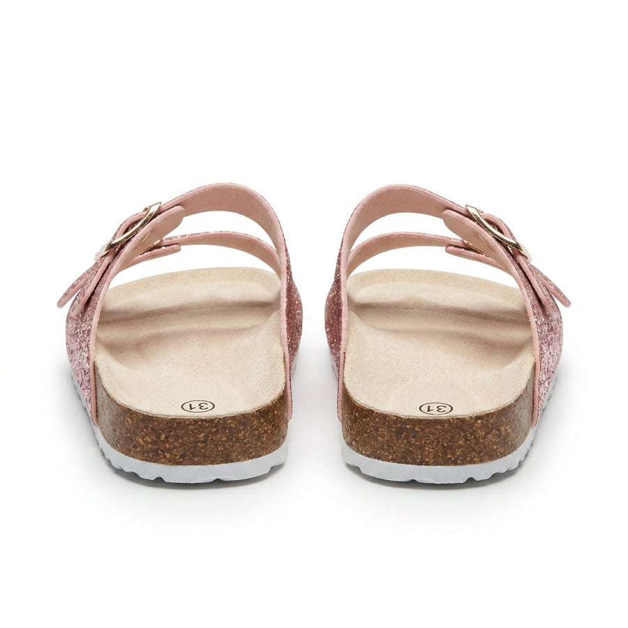 Sandales Fille Glitter Rose Double Bride – Style Birkenstock – Importées d'Espagne 🇪🇸